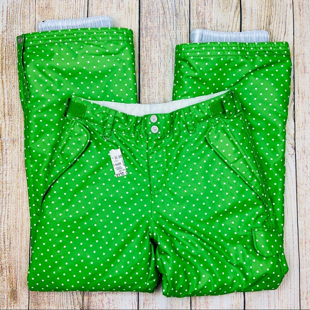 ROXY Girl’s Ski Snow Pants Green Polka Dot
